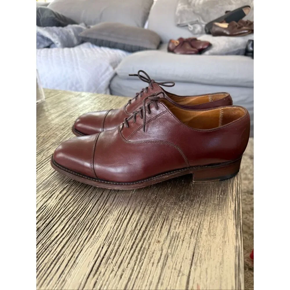 E.T. Wright Masters Collection Dark Brown Cap Toe Lace Up Loafers sz 10EE EUC